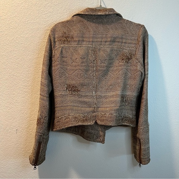 Women’s Free People brown tapestry patterned moto jacket size 8 - Picture 6 of 7
